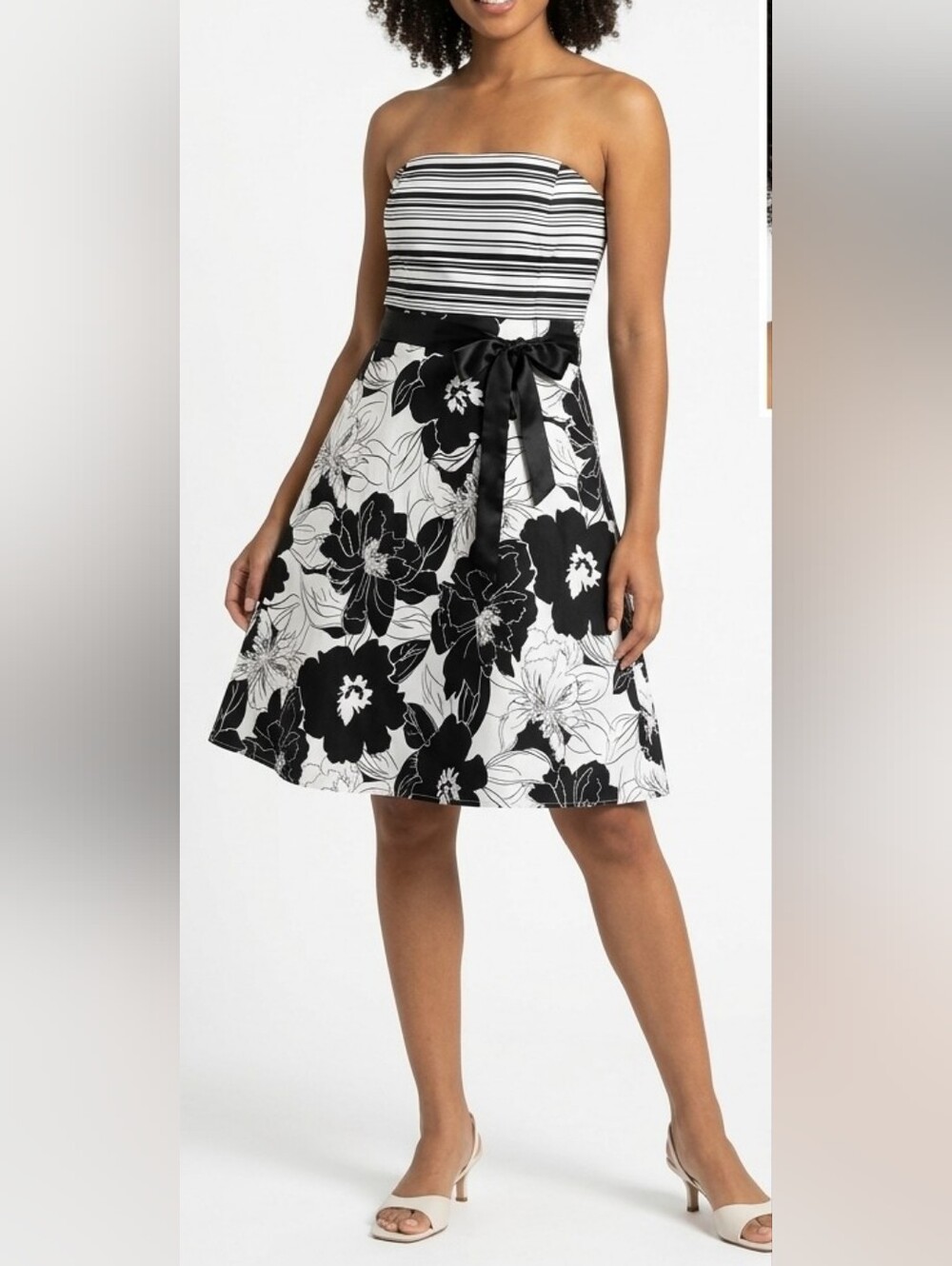 Spenser Jeremy Black & White Floral Party Dress with Sequins Size 6